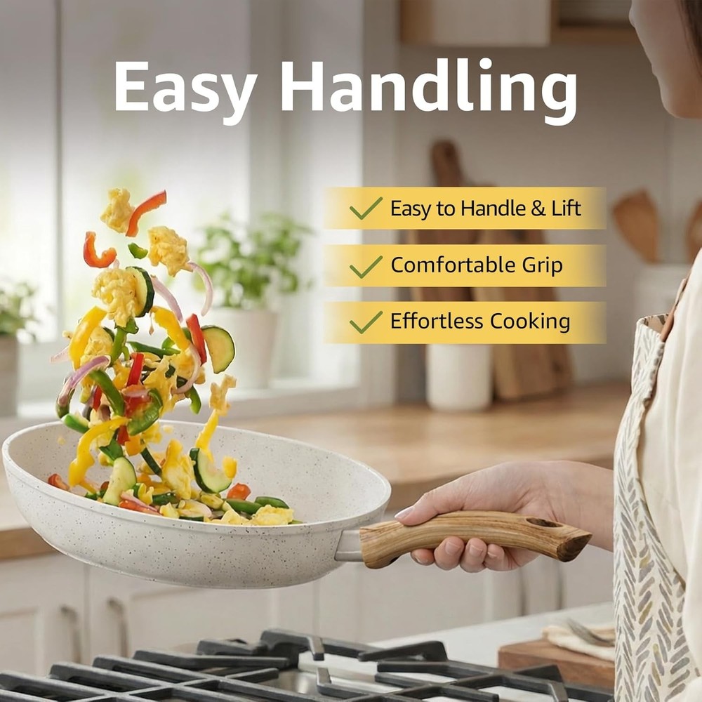 25Pcs Non Stick Ceramic Cookware Set Titanium PFAS Free
