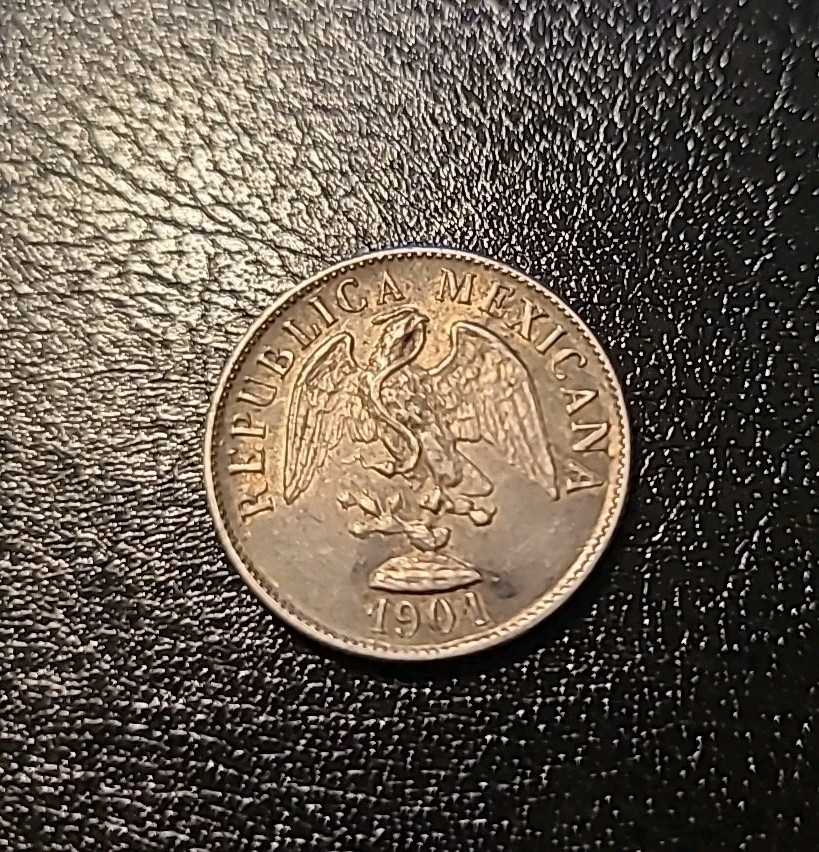 1901 Mexico 20 Centavos Silver Nice Patina Tone