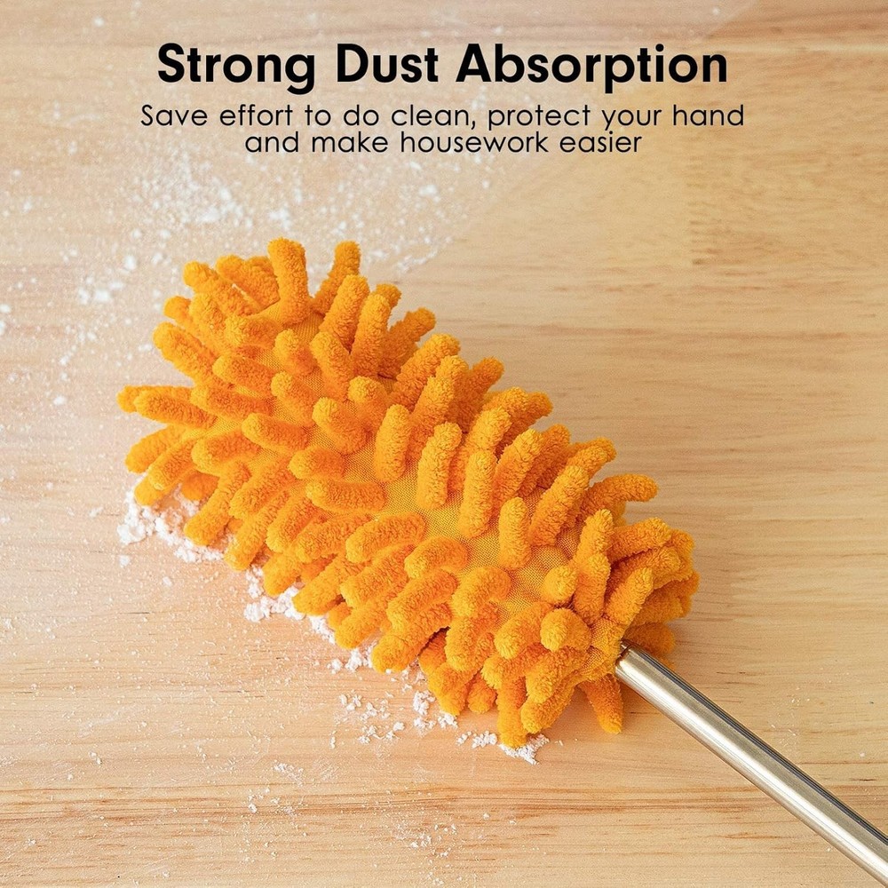 Microfiber Duster for Cleaning,Extendable Pole,Hand Washable Dusters with 2pcs