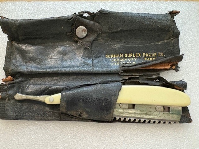 DURHAM DUPLEX Double Edged Straight Safety Razor w/ Original Leather Case