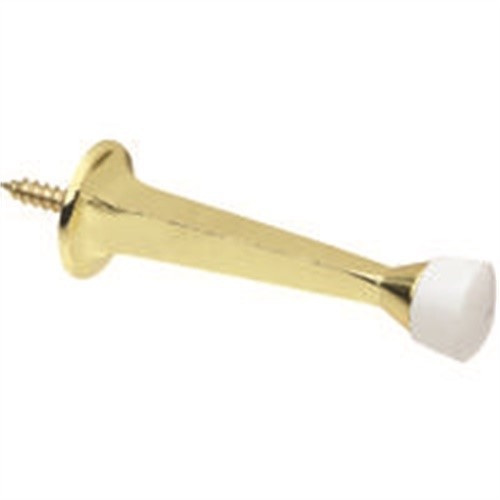 Square Taper Door Stops 3 Inch Bright Brass 2 Pack