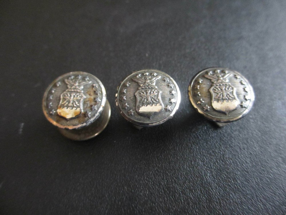Vintage WWII US Air Force Lot of Three Screw Back Hat Collar Discs