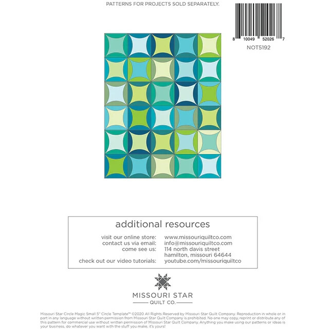 Missouri Star Quilt Co. -Circle Magic Small Template plus Flapjack Pattern - NEW