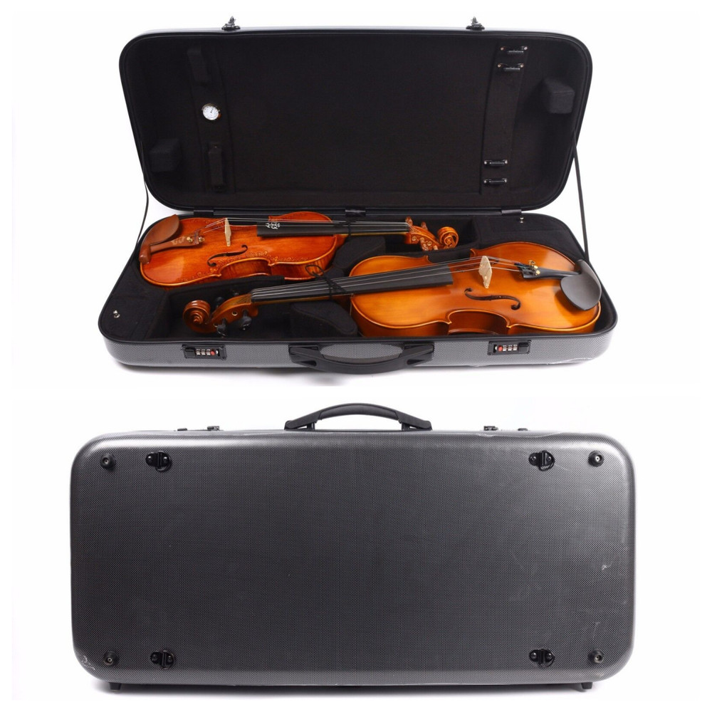 1X Double Violin Viola case Carbon Fiber Composite Hard shell adjustable straps