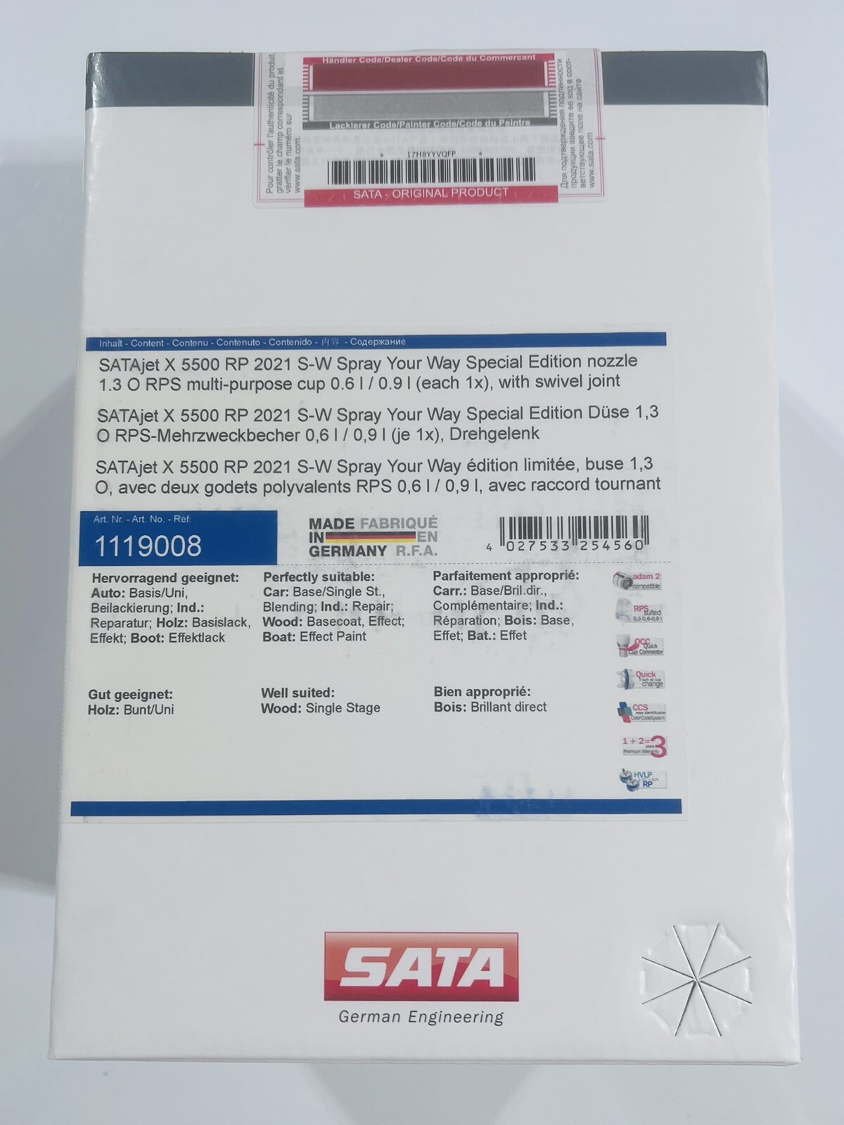 SATAjet X 5500 RP 1.3 O Standard Spray Gun W/RPS Cups - Limited Special Edition