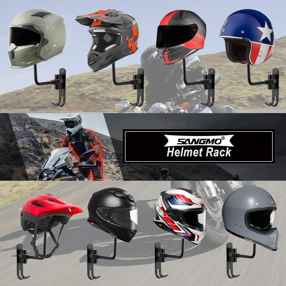 Rust-Resistant Wall Mount Helmet Holder - 6-Pack Convenient Storage Solution