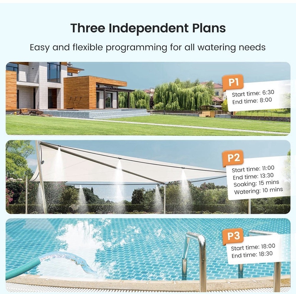 Programmable Water Timer With Flow Meter. Single Zone Sprinkler Controller .