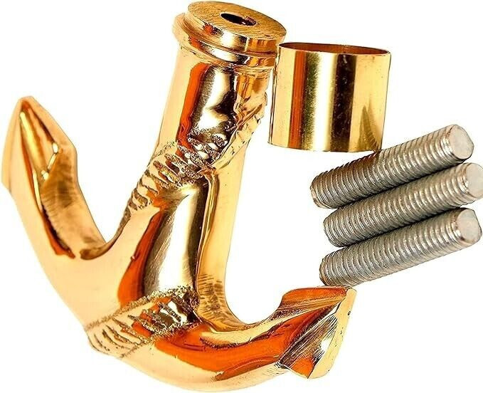 Antique Golden Finish Unique Anchor Style Solid Brass Head Handle Handmade