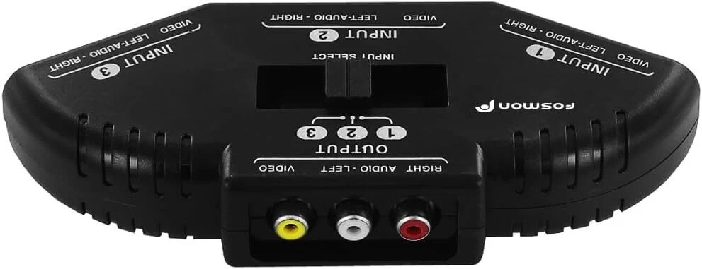Fosmon 3 Port AV Composite RCA Selector Box Switch Splitter w/ Cable Cord Plug