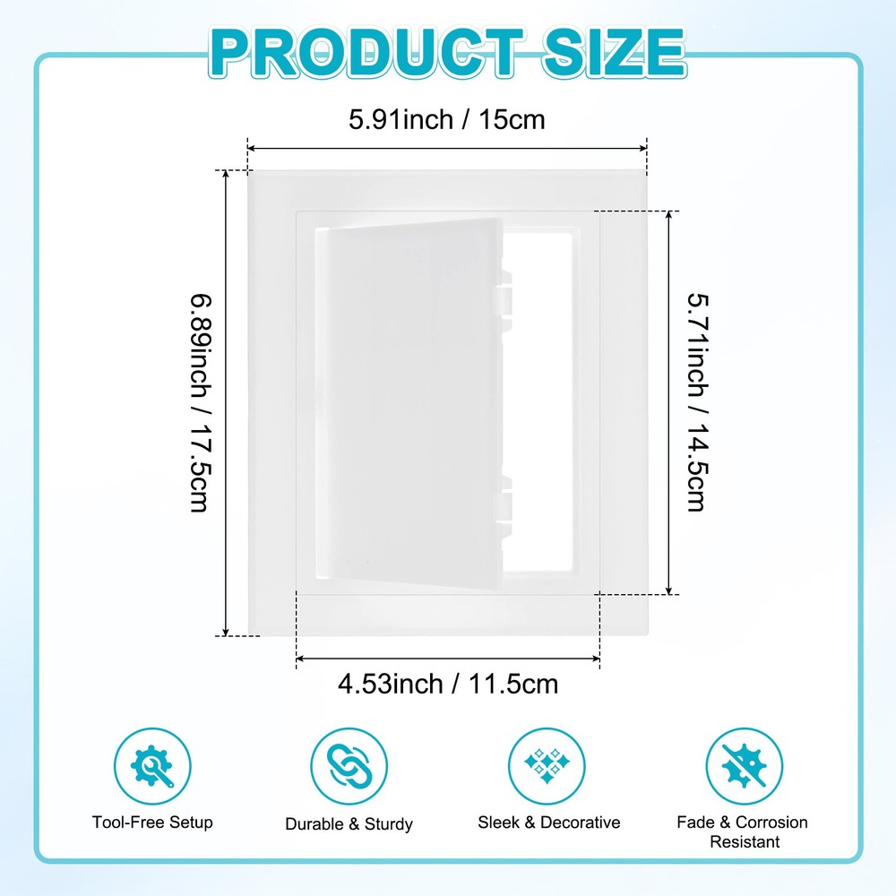 1-Pack Access Panel for Drywall, 4.5x6" Plastic Wall Hole Covers [White]