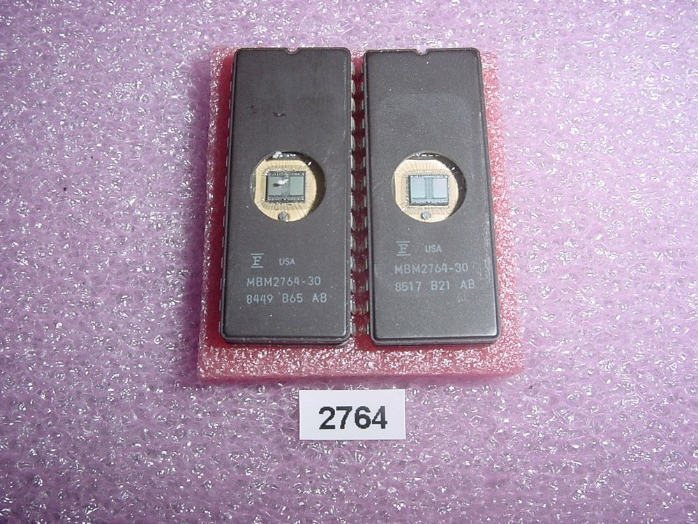 D 2764, E prom, 2 Pcs, 28 Pin, Cleaned, Erased, Blank Checked, Quick Safe Ship!