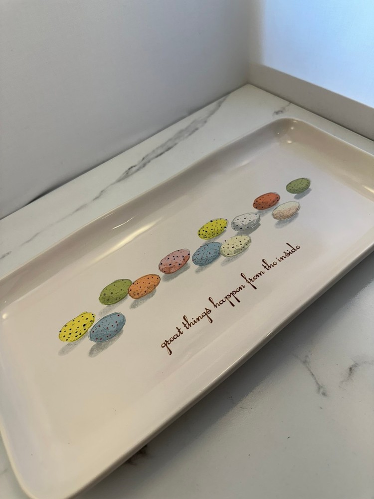 Rae Dunn Easter Egg "Great things happen from the inside" Serving Tray