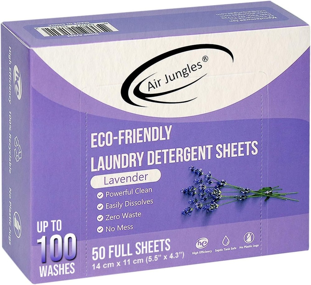 Laundry Detergent Sheets 50 Sheets, Lavender Scent, 100 Washes, Eco-Friendly