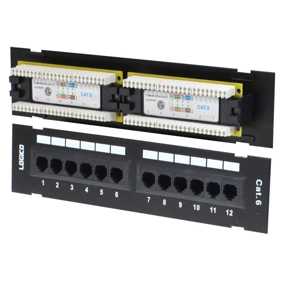 CAT6 UTP 12 PORT NETWORK MINI PATCH PANEL 110 WITH SURFACE WALL MOUNT BRACKET