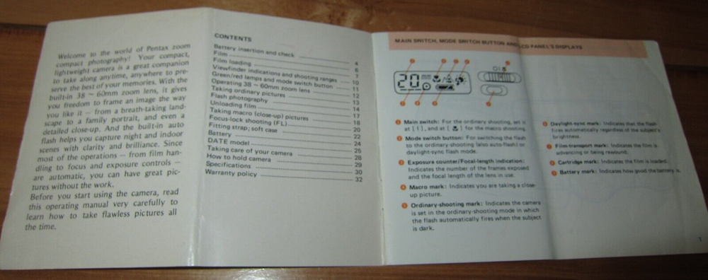 Vintage Pentax Camera Operating Manual IQZoom60