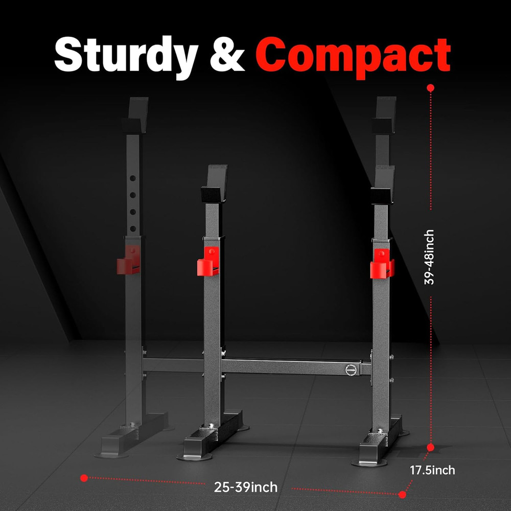 Adjustable Squat Rack, 550LBS Multi-Function Barbell Rack for Weight Lifting and