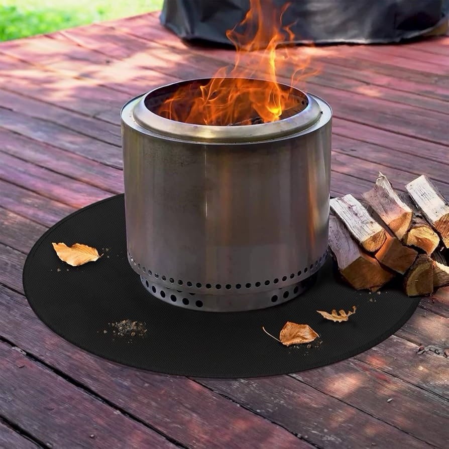 Rumlick Fire Pit Mat Black 36" Fireproof Waterproof Double-Sided Easy Clean