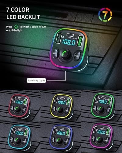 Bluetooth 5.4 FM Transmitter Car Adapter - Car Bluetooth Adapter with Fast