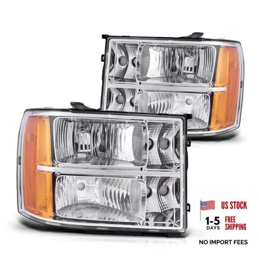 Sierra Headlight Housing from, Replacement Headlight Assembly for Chrome-Amber