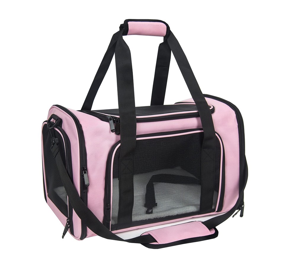 NextFri Soft Sided Carrier for Small Medium Cats Dogs,TSA Medium, Pink