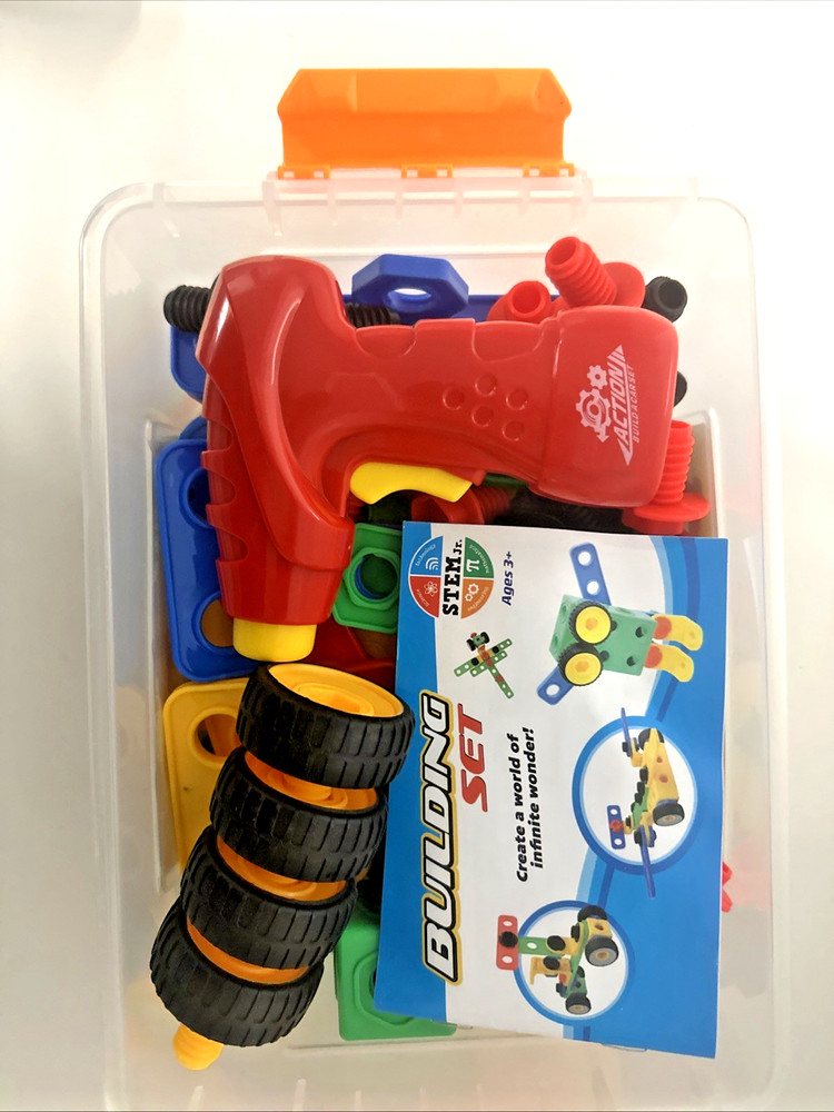Build N Imagine 87PCBuilding Blocks Learning Construction Playset & Play Drill