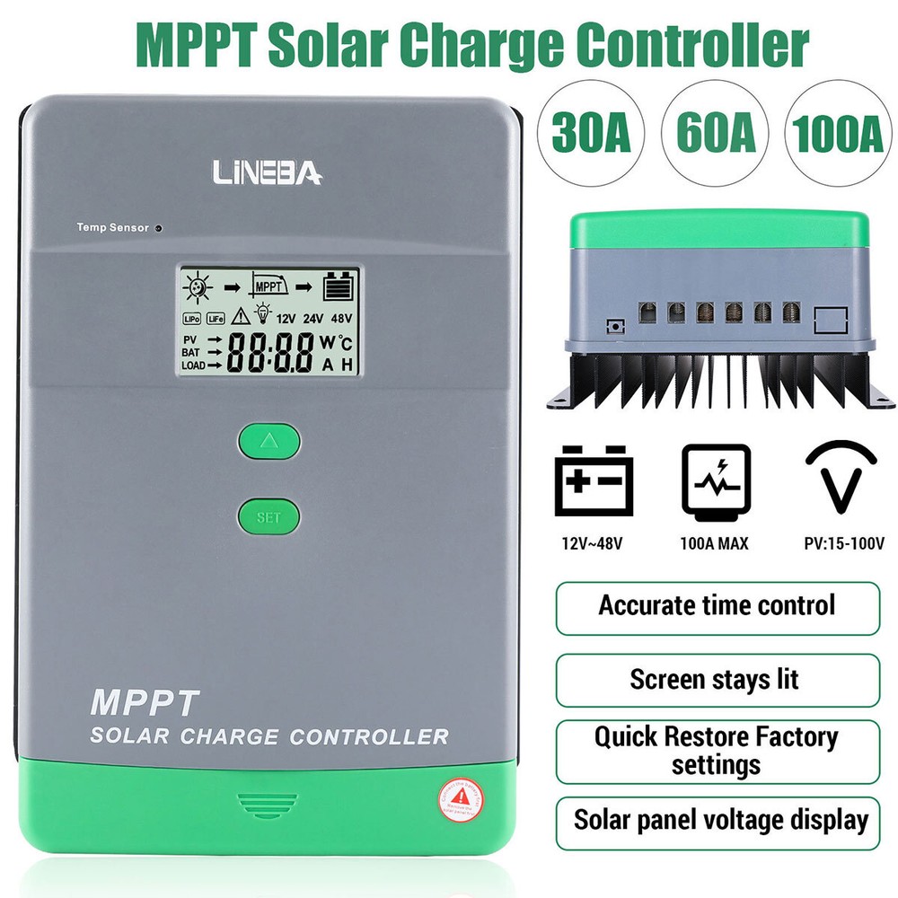 100A 60A 30A MPPT Solar Charge Controller 12V/24V/36V/48V Solar Panel Regulator