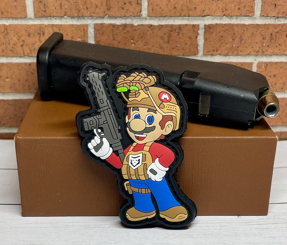 PVC Tactical Morale Patch, Tactical Mario Patch, Mario Bros. Gun Patch