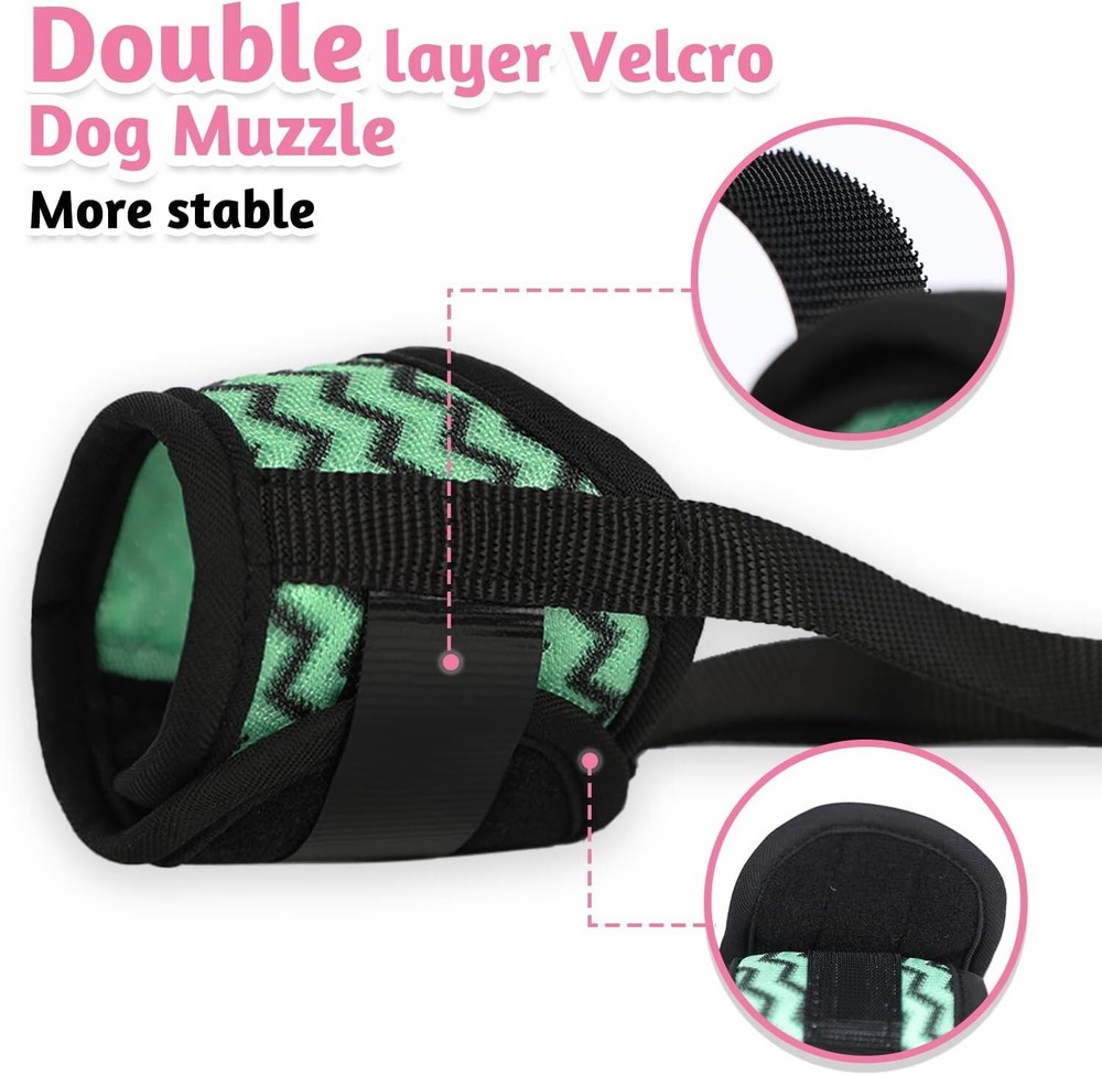Starpetgo Soft 3D Mesh Dog Muzzle Adjustable Green Black Size 2XL