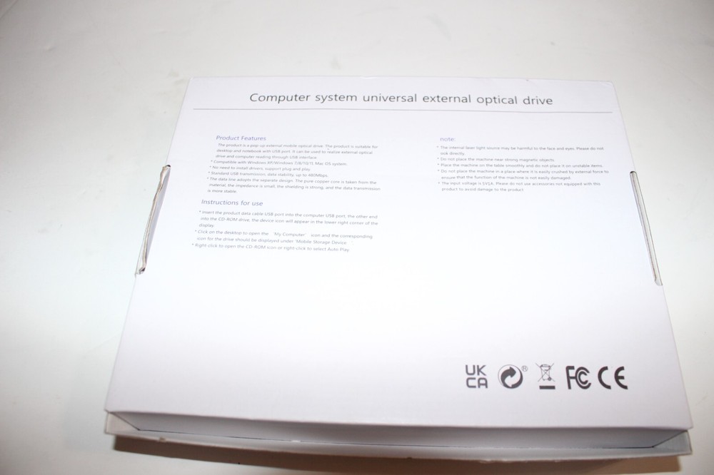 USB COMPUTER SYSTEM EXTERNAL ULTRA THIN UNIVERSAL OPTICAL DRIVE