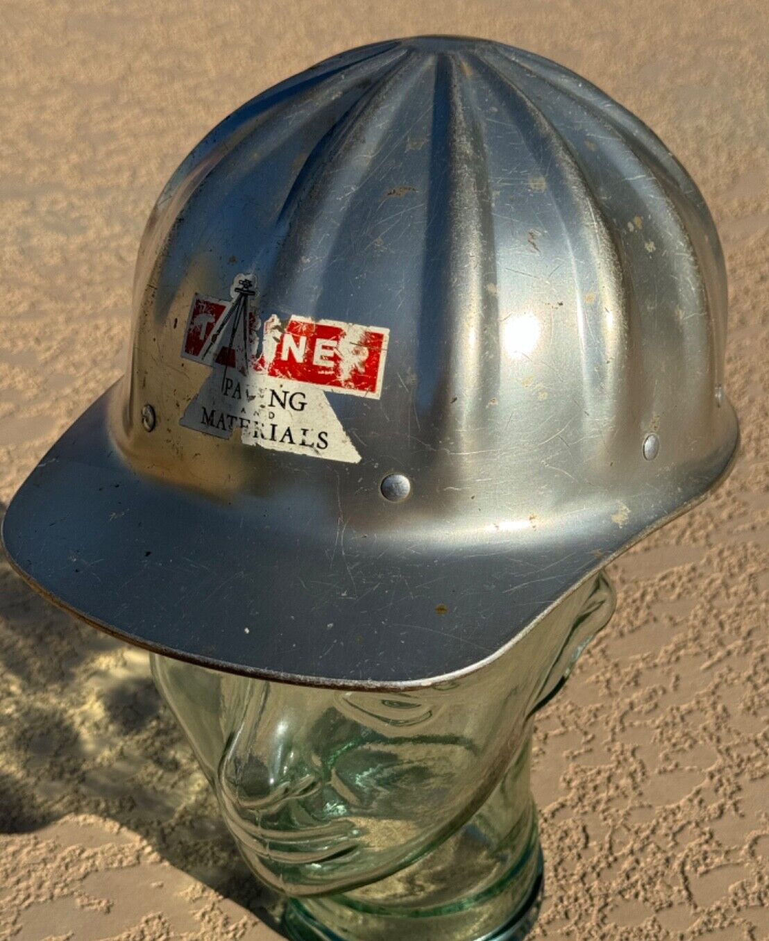 VINTAGE SUPERLITE BY FIBRE METAL ALUMINUM HARD HAT TANNER PAVING & MATERIALS