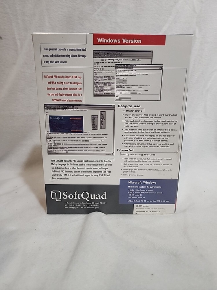 SoftQuad Hot Metal Pro 2.0 Windows Version Vintage Software New & Sealed