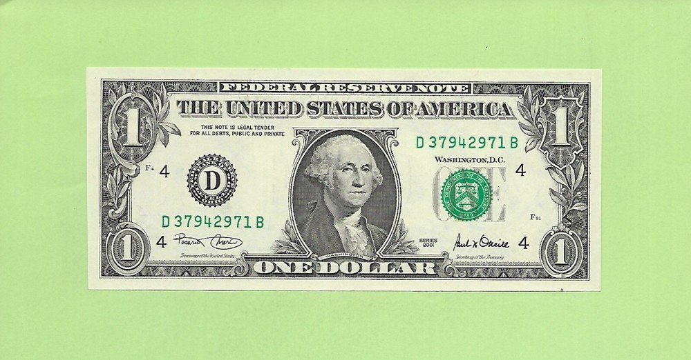 2001 ..UNCIRC $1  D 3794 2971 B .... 2001  $1  D-B     NICE NOTE        FRN