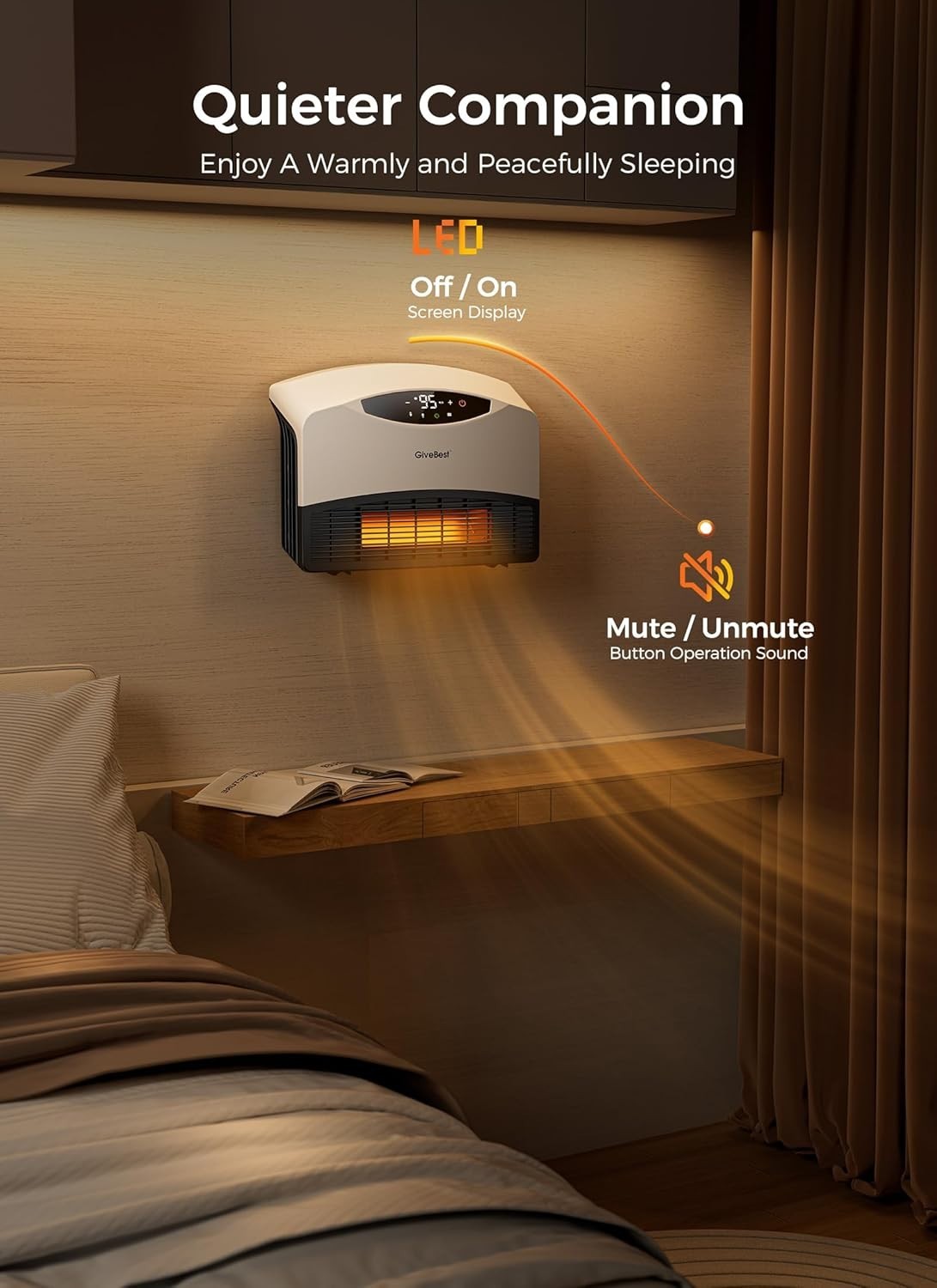 Electric Wall Heater with Wifi and Remote Control Floor or Wall 1500W