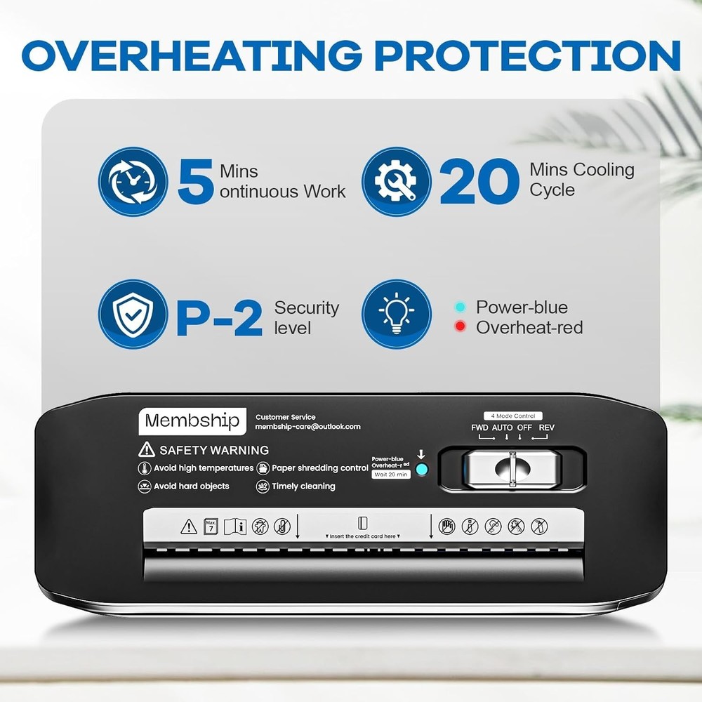 Effortless 7-Sheet Mini Paper Shredder with Extendable Arm and Jam Proof Feature