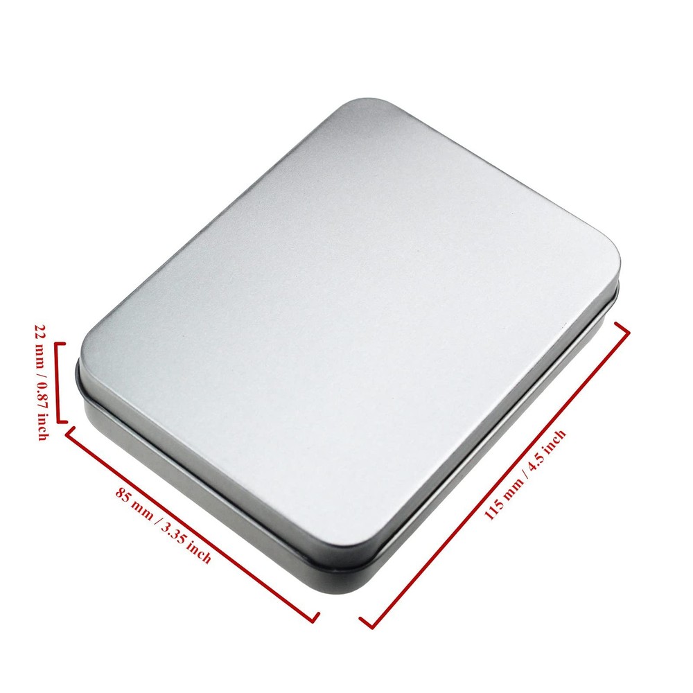 12 Pieces Rectangular Metal Empty Hinged Tins Containers Basic Necessities Ho...