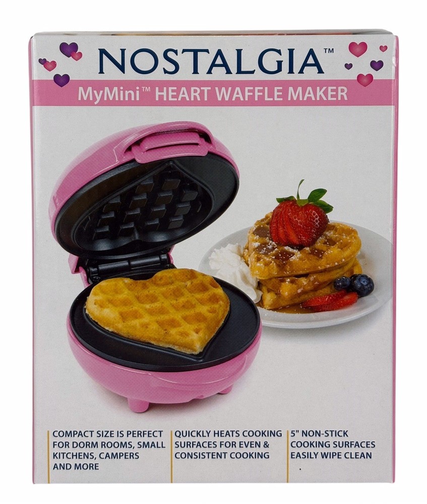 Nostalgia Pink My Mini Heart Waffle Maker