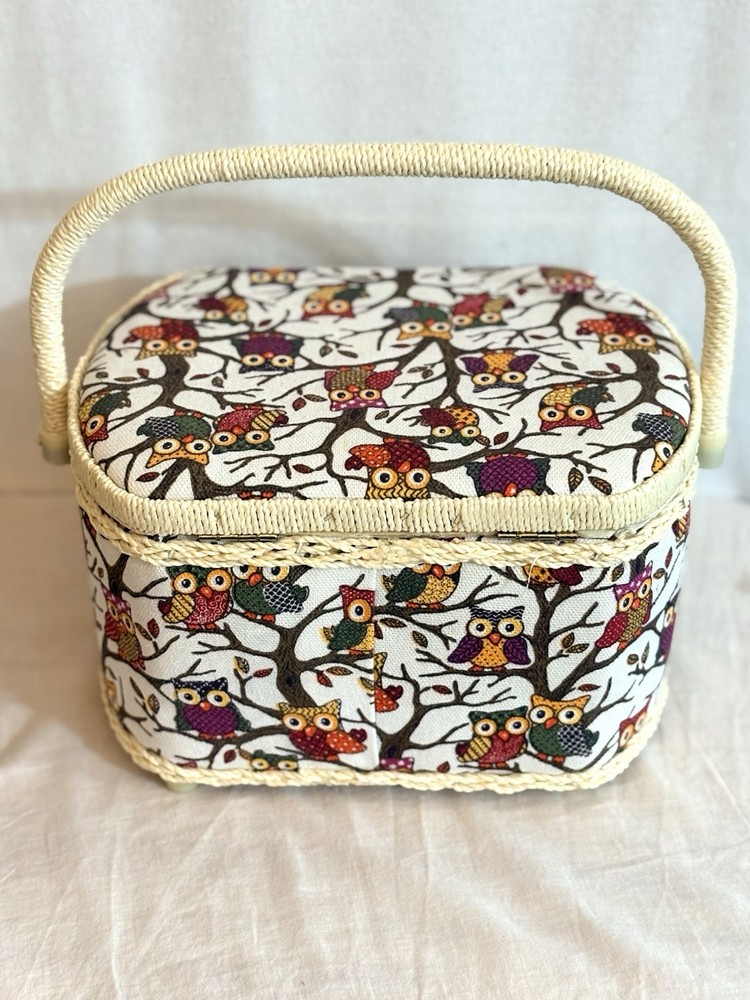 Michley Owl Patterned Sewing Basket Kit Designed For Organizing Sewing Supplies
