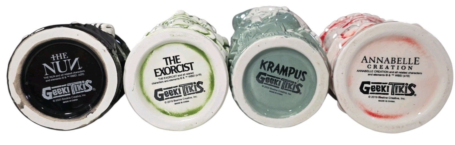 Geeki Tikis Krampus Annabelle The Nun Exorsist Horror Ceramic 18oz Mug Lot Of 4