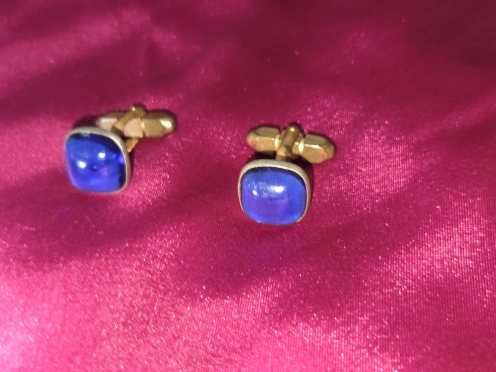 Blue Goldtone Cufflinks & Shirt Studs