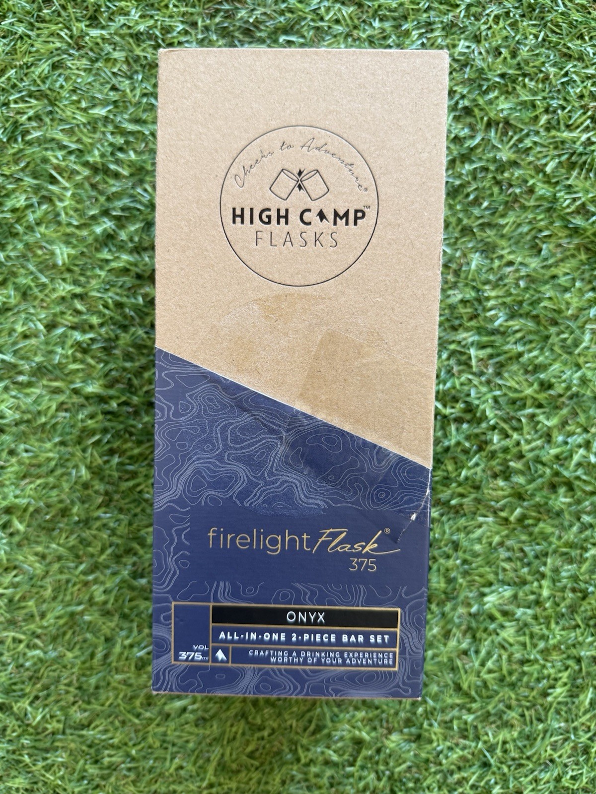 High Camp Firelight Flask 375 Onyx | All-In-One 2-Piece Bar Set | Stainless