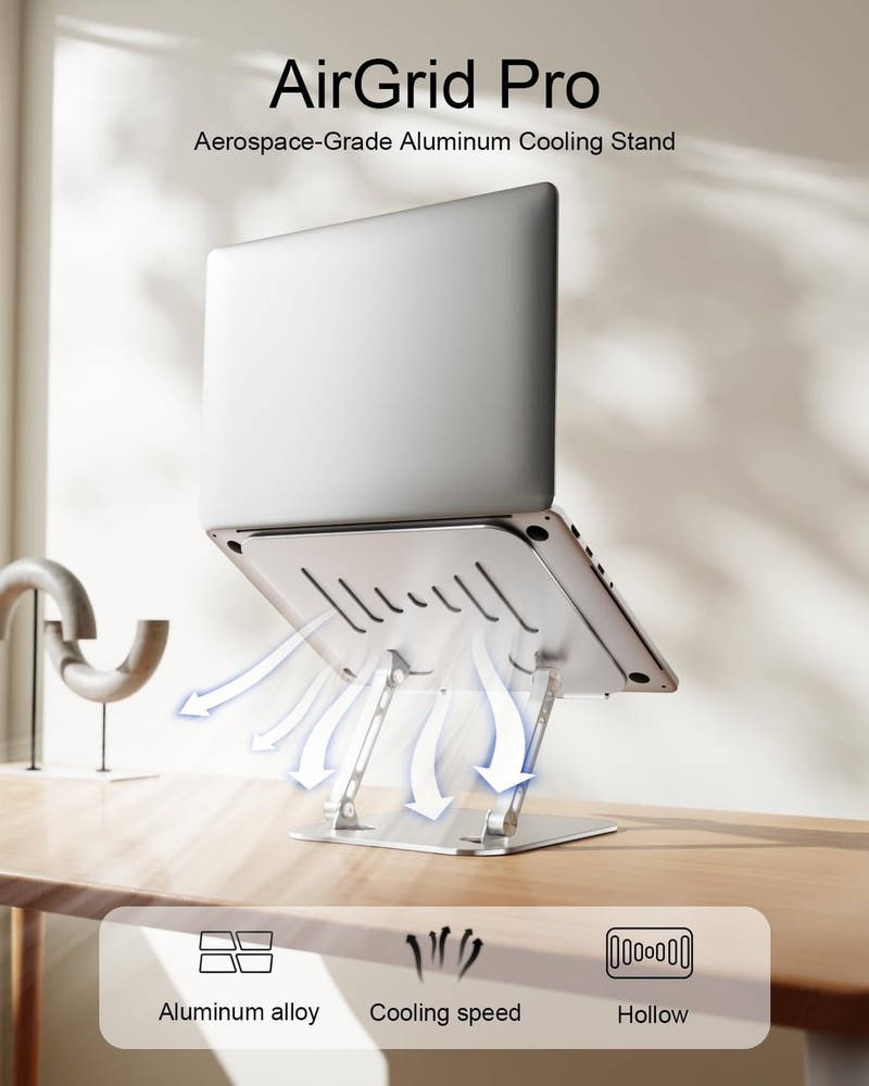 Laptop Stand for Desk Adjustable Computer Stand Foldable Laptop Riser Noteboo...