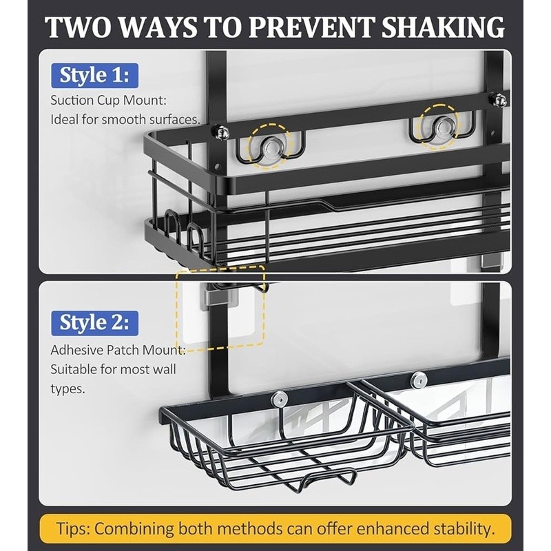 Rustproof Shower Caddy Adjustable Hanging Organizer Fast Draining W/ Hooks New