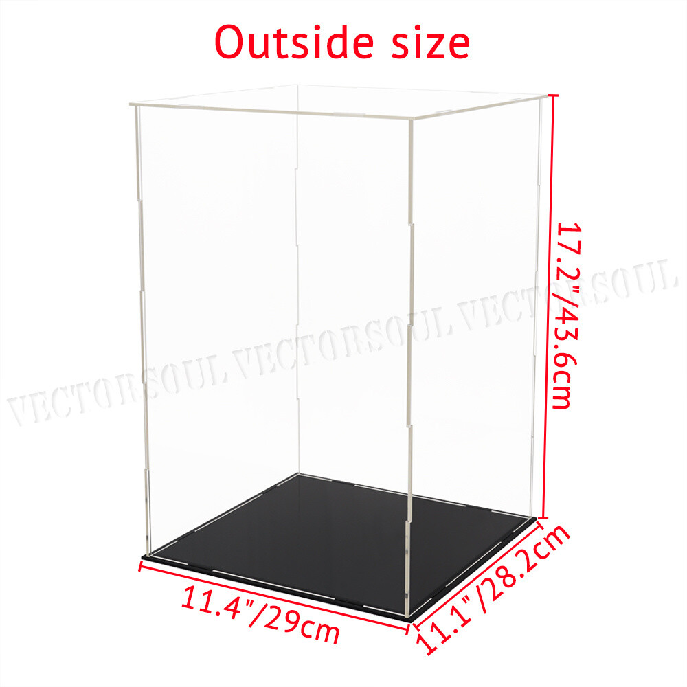 17" Large Acrylic Display Case Dustproof Clear Box Action Figures Self-Install