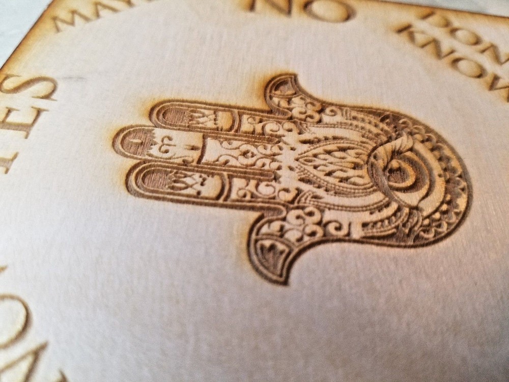 LARGE Hamsa Hand Pendulum Board HANDMADE for Wicca, Witch, & Pagan [8x8"]