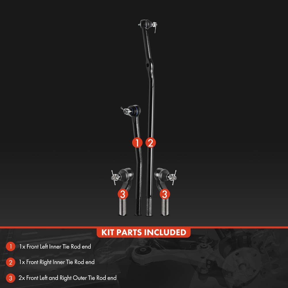 4Pcs Front Inner & Outer Tie Rod End for Ford E-150 E-250 08-14 E-350 Super Duty