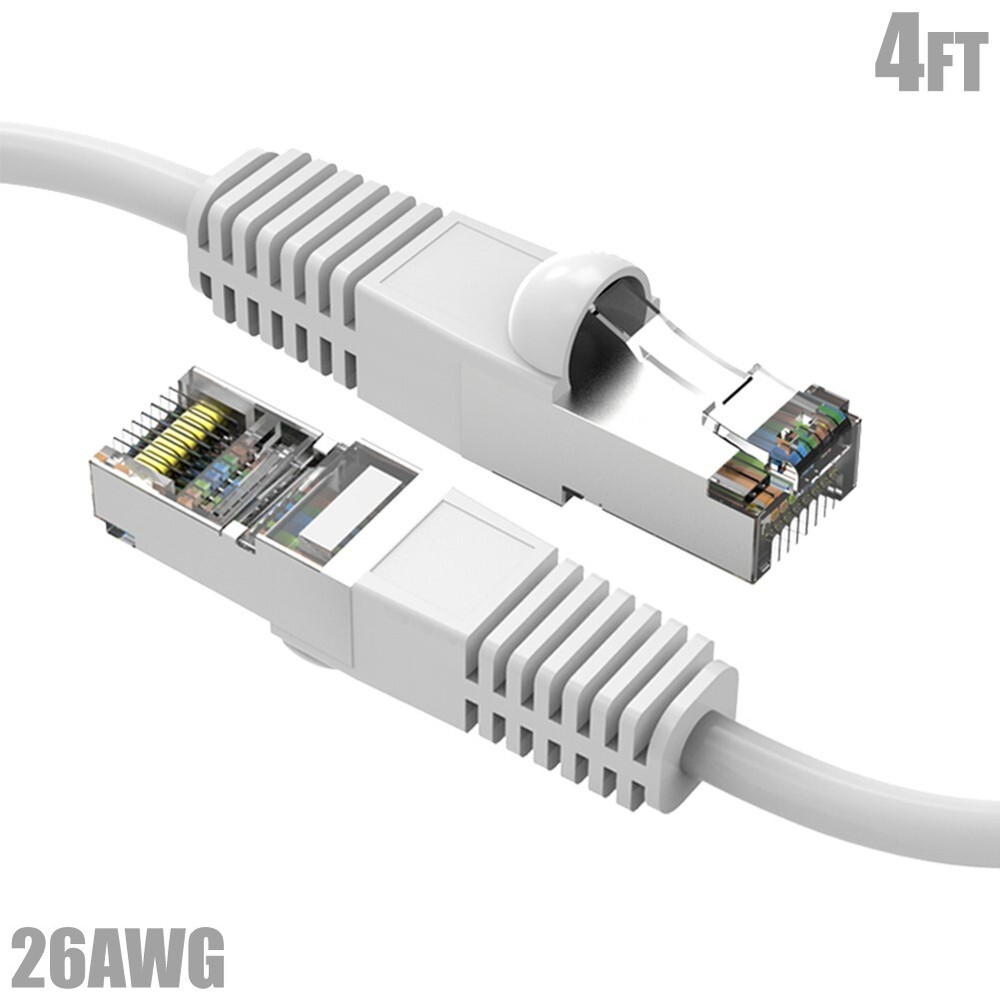 4FT Cat5E RJ45 Ethernet LAN Network FTP Shielded Patch Cable Pure Copper White