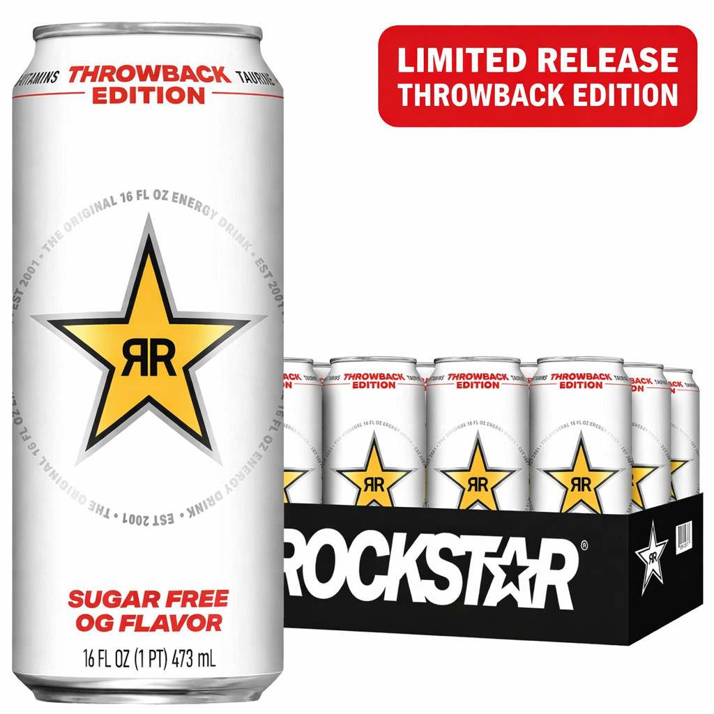 Rockstar Energy Drink OG Throwback Edition Sugar Free, 16oz (12pack) - Limited