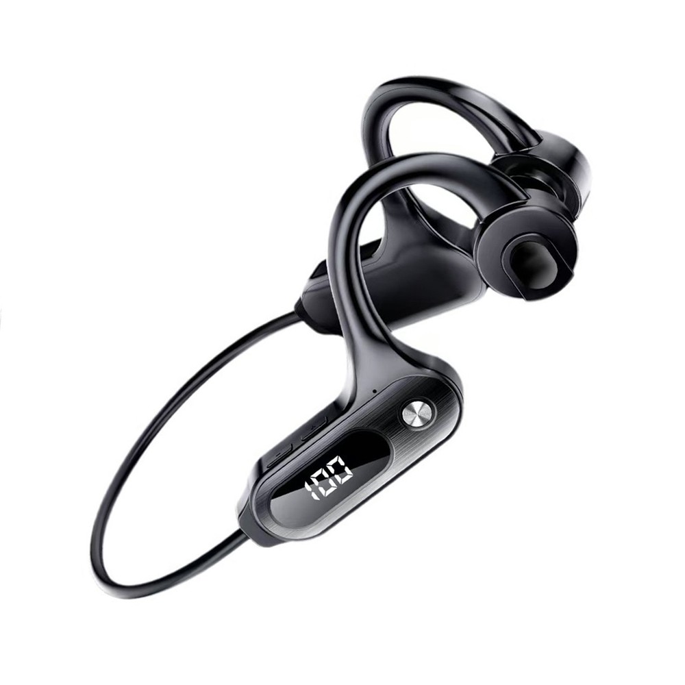 LED Digital Screen Bone Conduction Headphones Simple Operation 300mah Commute