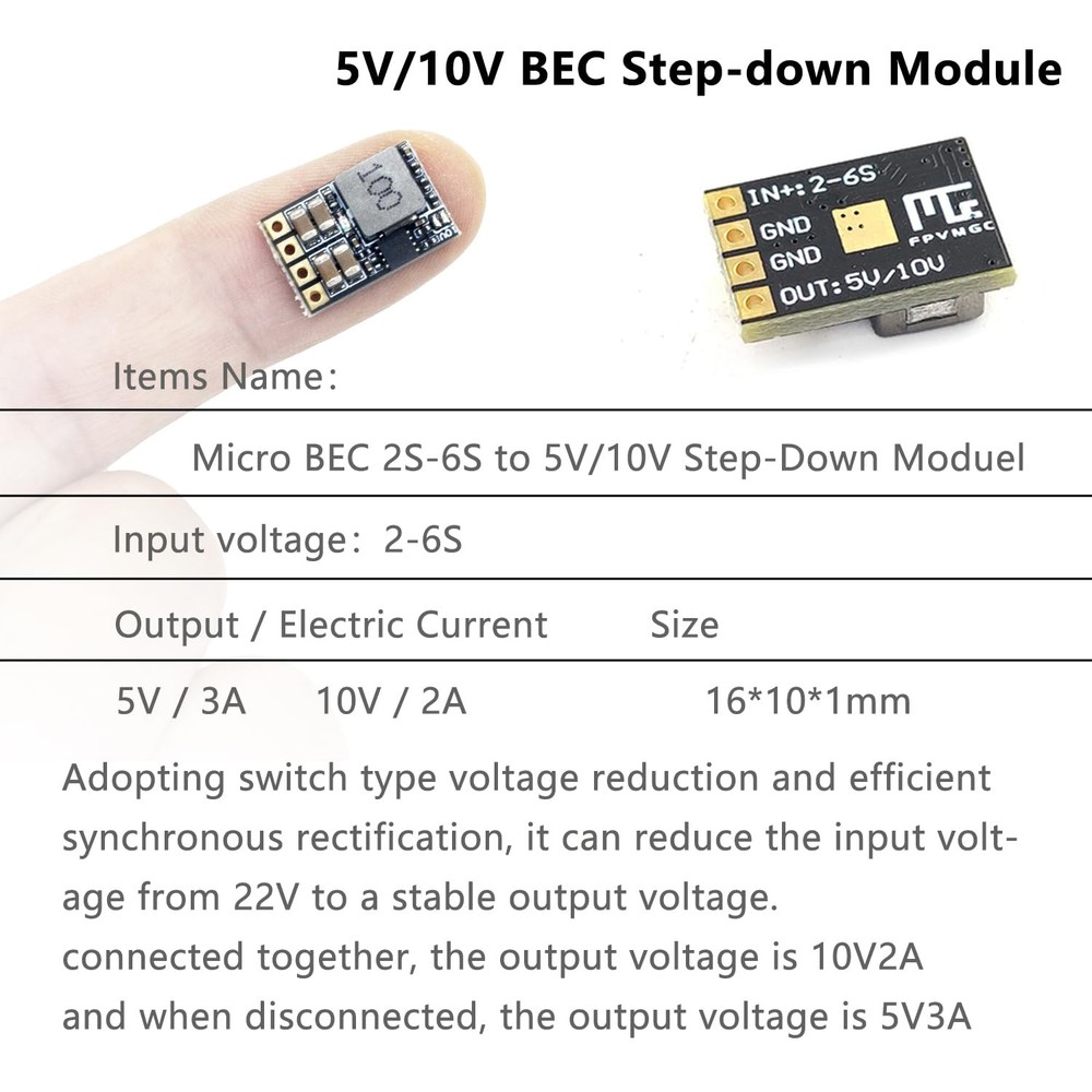 FPV Micro BEC 2S-6S To 5V/10V Adjustable Step-Down Regulator Fits RC 3PCS