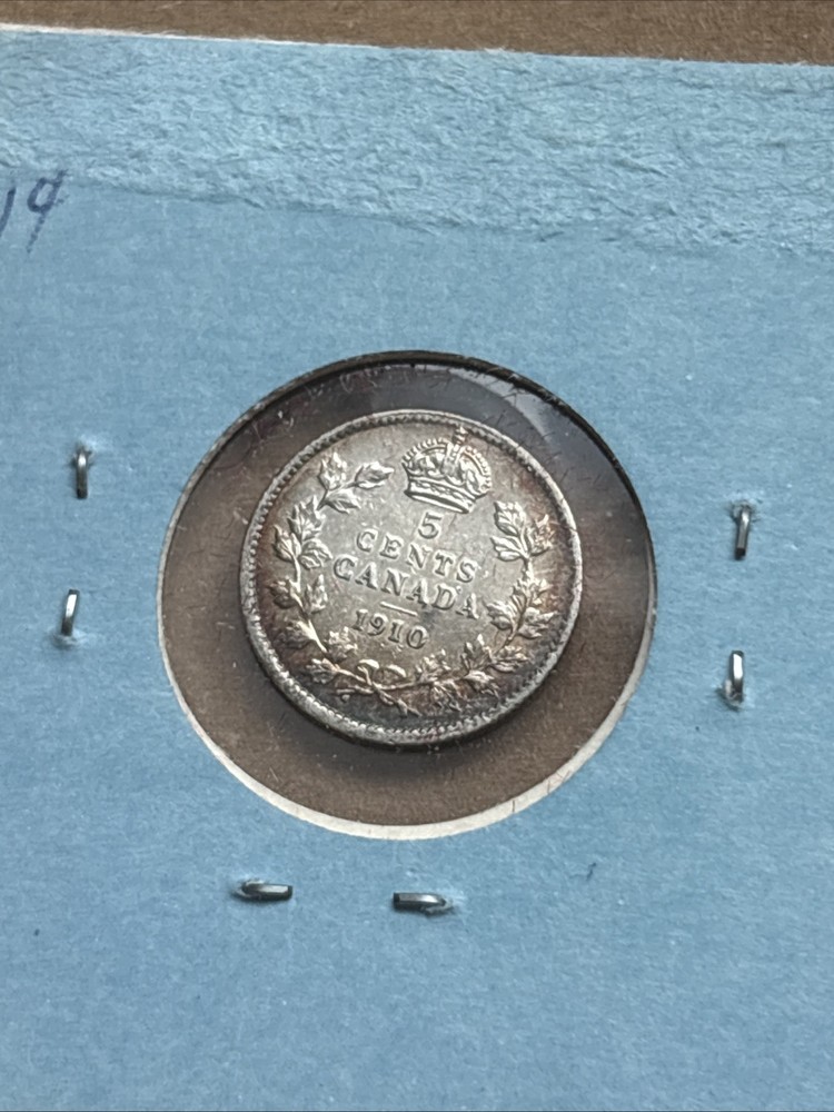 1910 CANADA Silver 5 Cents 🔥